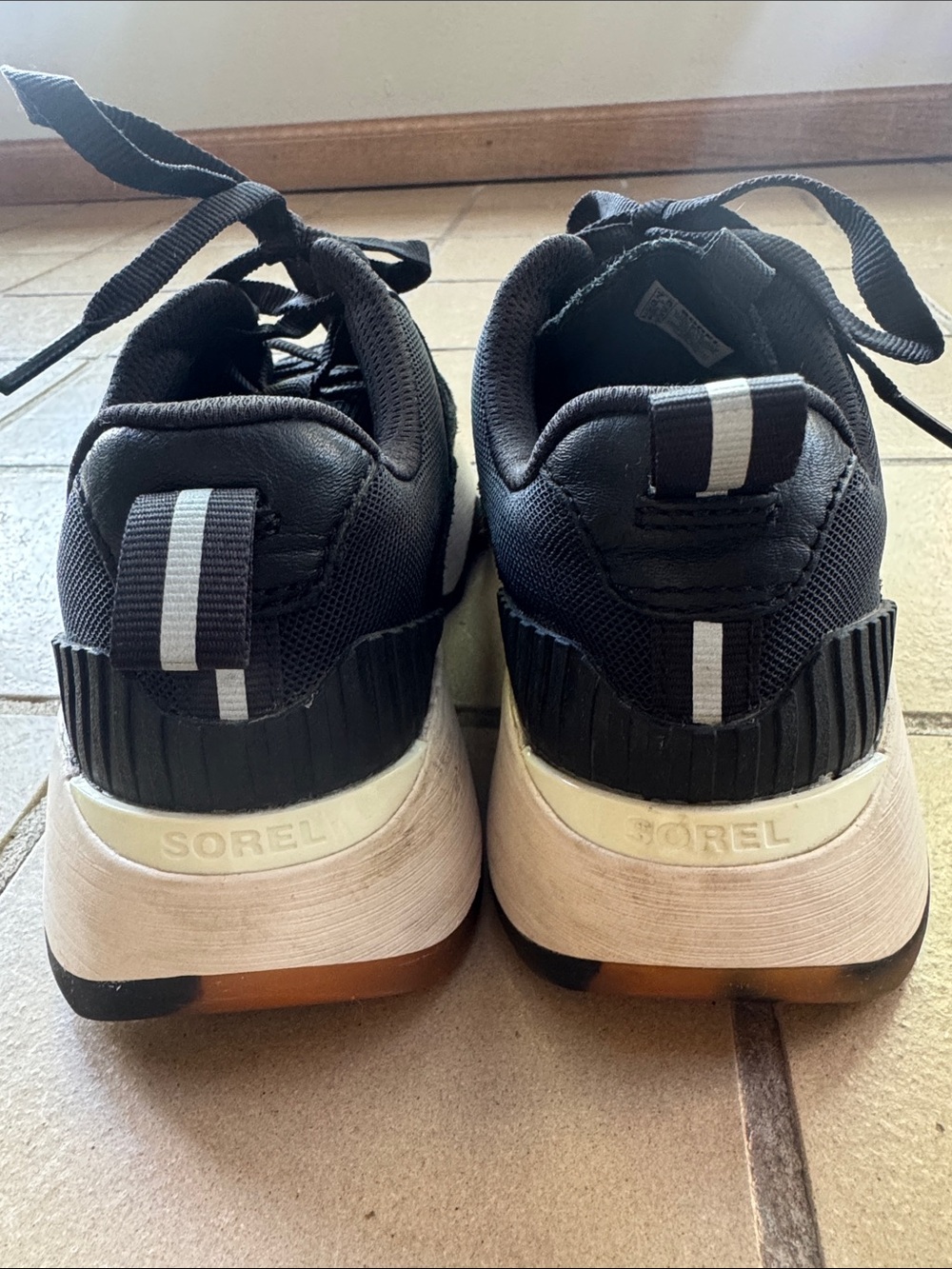 Sorel Black and White Chunky Lace-Up Platform Sneakers - Picture 2 of 11